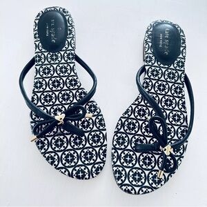Kate Spade Mystic Bow Black White Sandals Size 7.5
